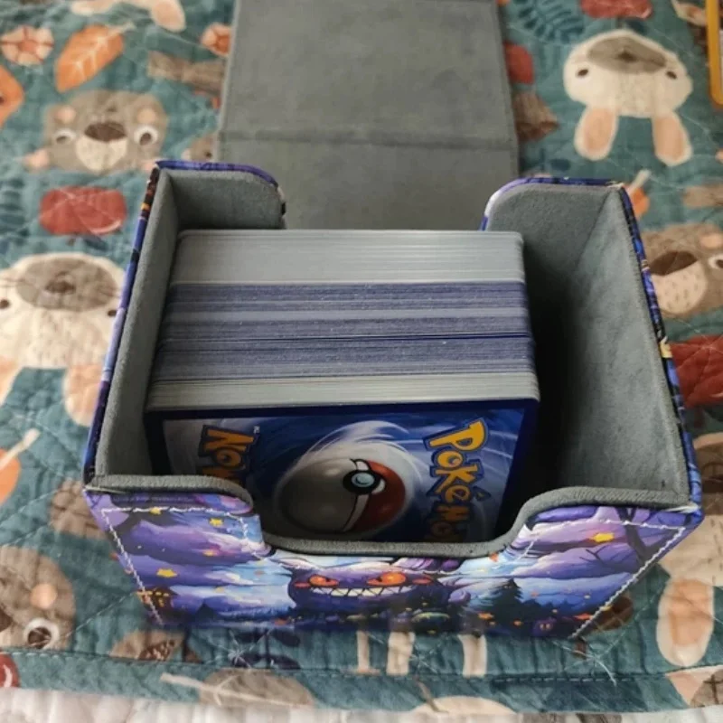 Caja de cartas de Pokémon Yugioh, PTCG, OPCG, cielo estrellado, Gengar, personajes de juego de Anime, 100 + PU, caja de almacenamiento de protección portátil, juguetes ACG