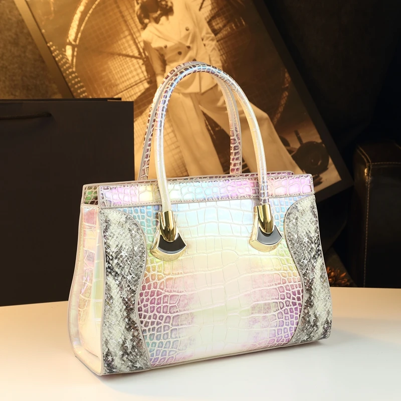 

Высококачественная женская сумка со змеиным узором, новинка 2025 года, модная сумка через плечо из натуральной кожи большой вместимости