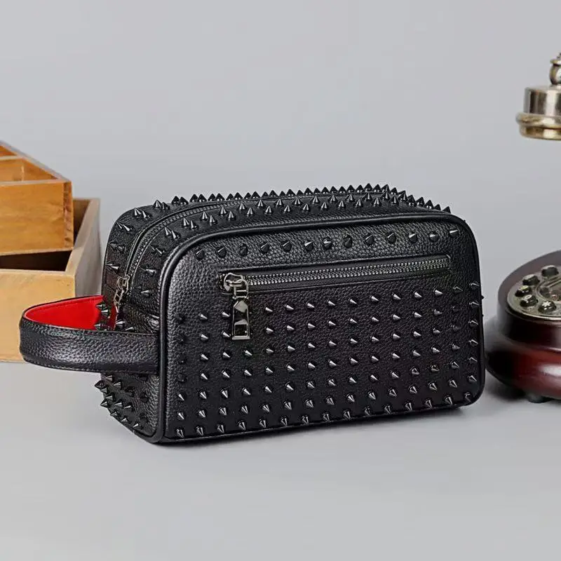 

Классическая сумка для стирки, мужская сумка-клатч, украшение для ногтей, универсальная сумка с заклепками в итальянском стиле