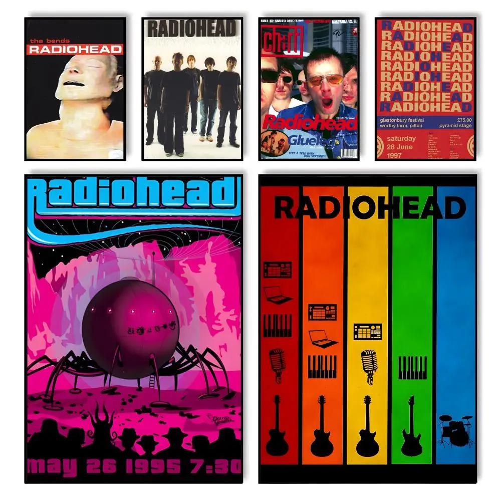 Rock Band R-Radiohead-d Poster HD Self Adhesive Waterproof Wall Art Ideal for Home Office Dorm Bedroom Great Gift