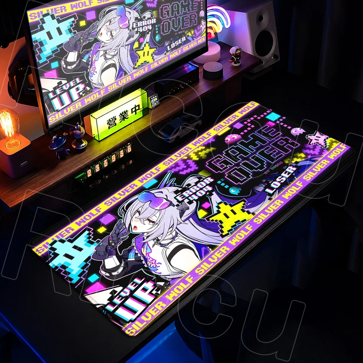 HSR Honkai Star Rail Kawaii Girl Silver Wolf LV.999 Mouse Mats Large Stitch Edge Gaming Mouse Pad PC Office Accessorie 900x400mm