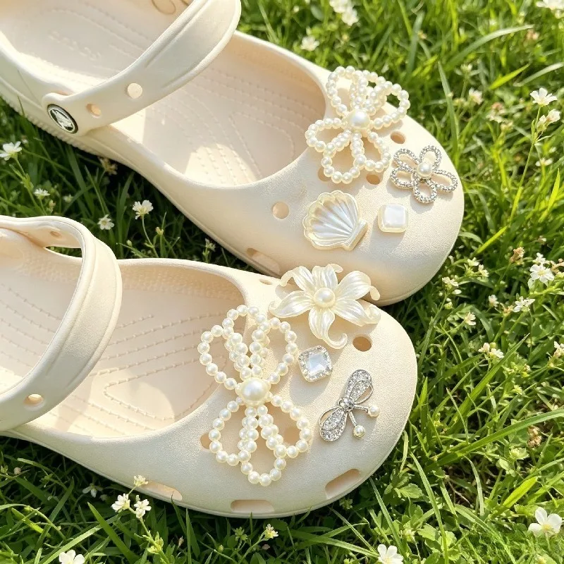 Original Shoe Charms Set Women Korean Iris Flower Corc Retro Fashion Flowing Ballet Shoe Decorations DIY Hole Shoe Accessories