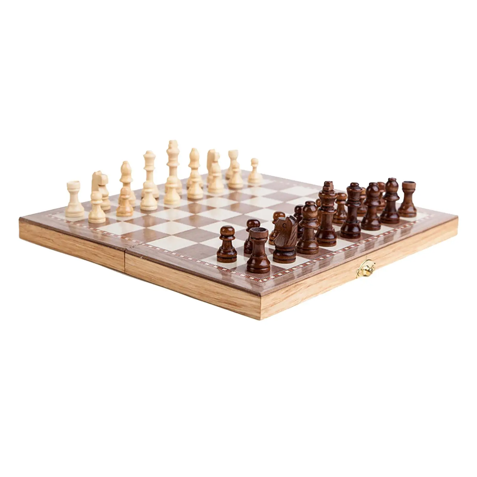 Foldable Hand Alloy Chess Set 30cm Chessboard Portable Board Game Toy for Chess Lovers