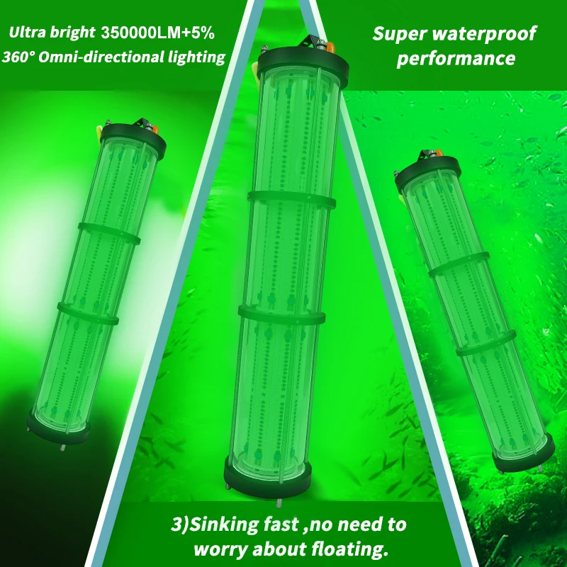 Led مصباح الصيد تحت الماء المضادة للصدمات ومكافحة السقوط IP68 375000LM قارب الصيد Led كشاف ضوء 5000 واط