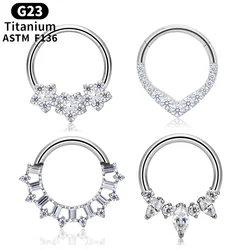 New G23 Titanium Ear Helix Piercing CZ Water droplets fan-haped Earring Cartilage Conch Tragus Piercing Septum Nose Ring Jewelry