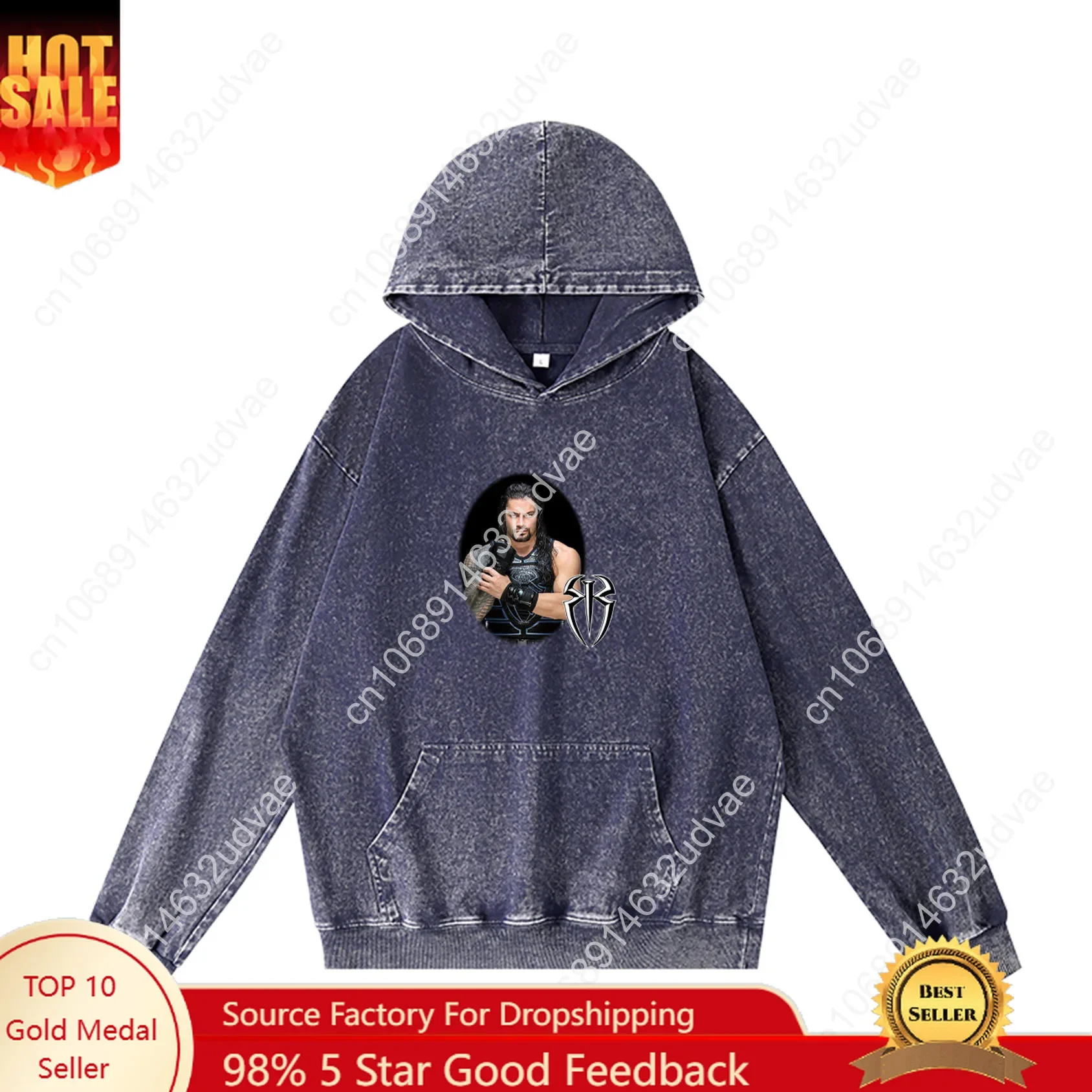 

Roman Reigns Hoodies Retro Hooded Sweatshirt Man Woman Teenager Vintage Pullover Shirt with Pocket Oversized Customized Tops