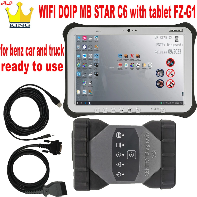 Origin 1:1 MB Star C6 DOIP Wifi Multiplexer VCI SSD Software v2023.09 Laptop Tablet FZ-G1 for Benz Car and Truck Ready to Use