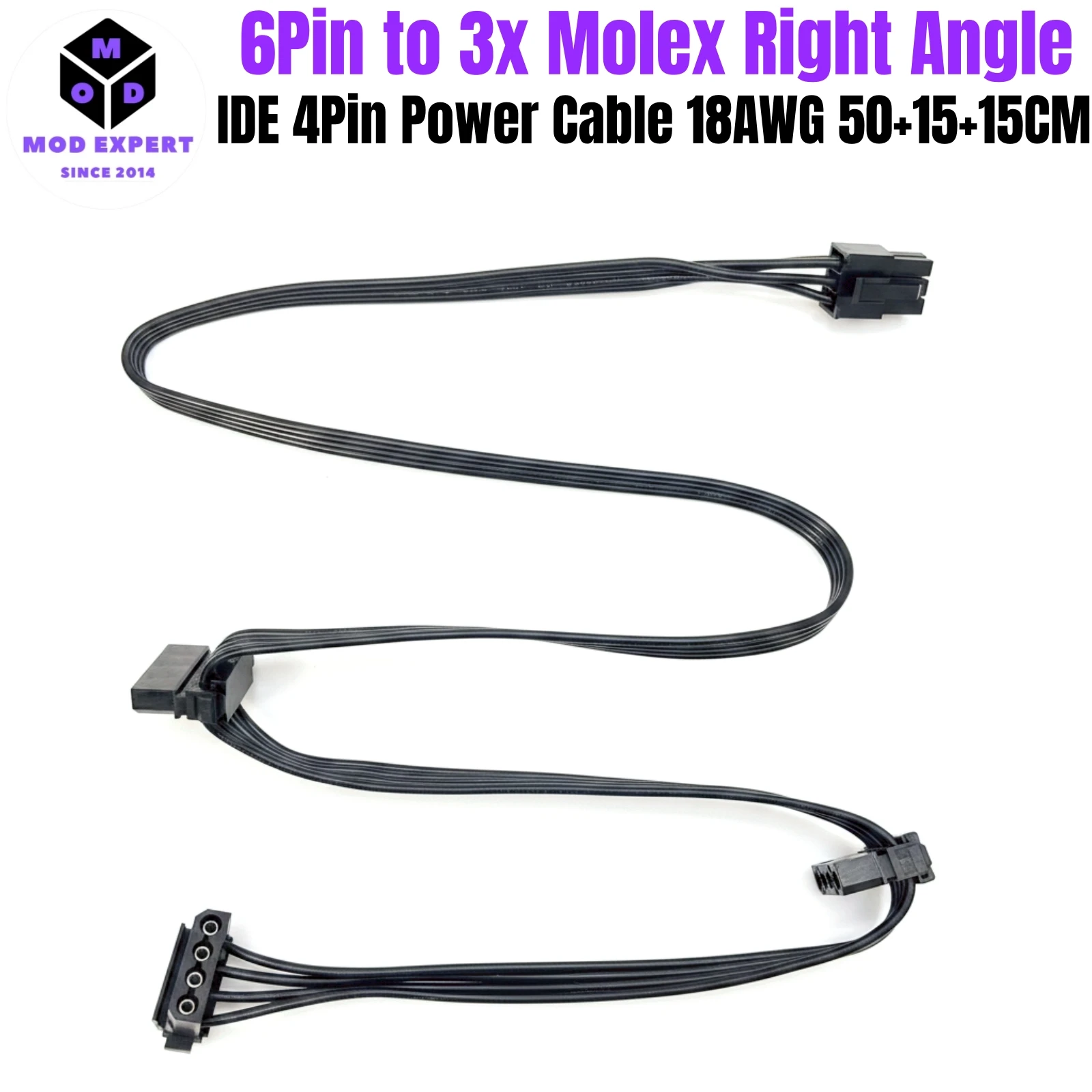 

6Pin to 3 Molex Right Angle, PATA PERIF IDE 4Pin Power Cable for Corsair HX1500i, HX1200i, HX1000i, HX850i, HX750i Modular Power