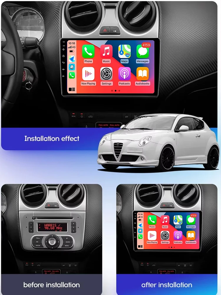 Android 14 For Alfa Romeo MiTo 955 2008 - 2016 Car Dvd Radio Stereo Multimedia Video Player GPS Navigation No 2din DVD 5G Wifi