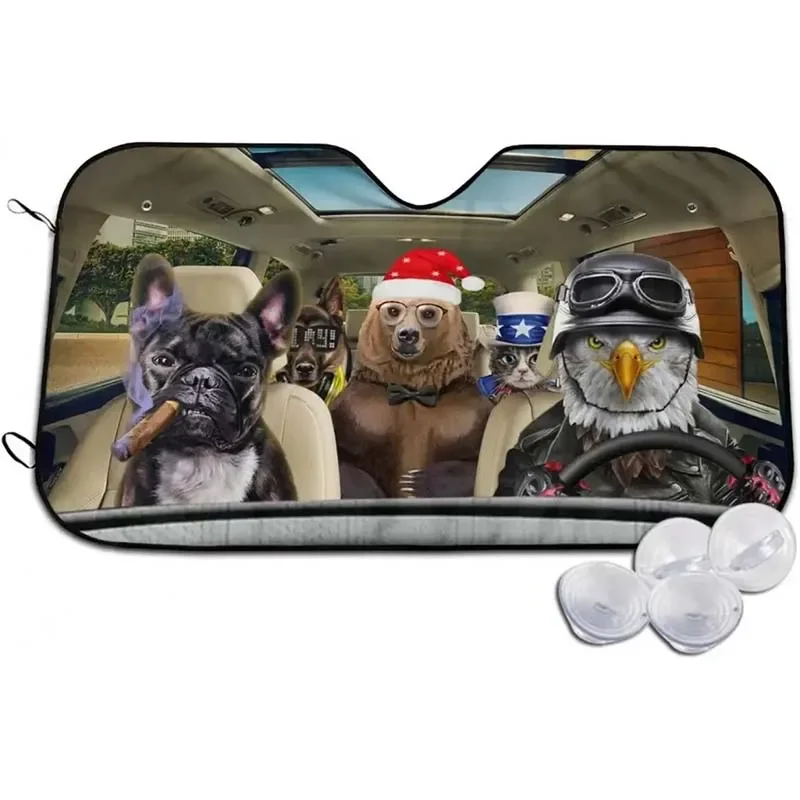 Dog Pattern Car Sun Shade for Windshield Funny Animals Car Sun Shade Cover for Most Sedans SUV Truck Pickup Car Sun Shade