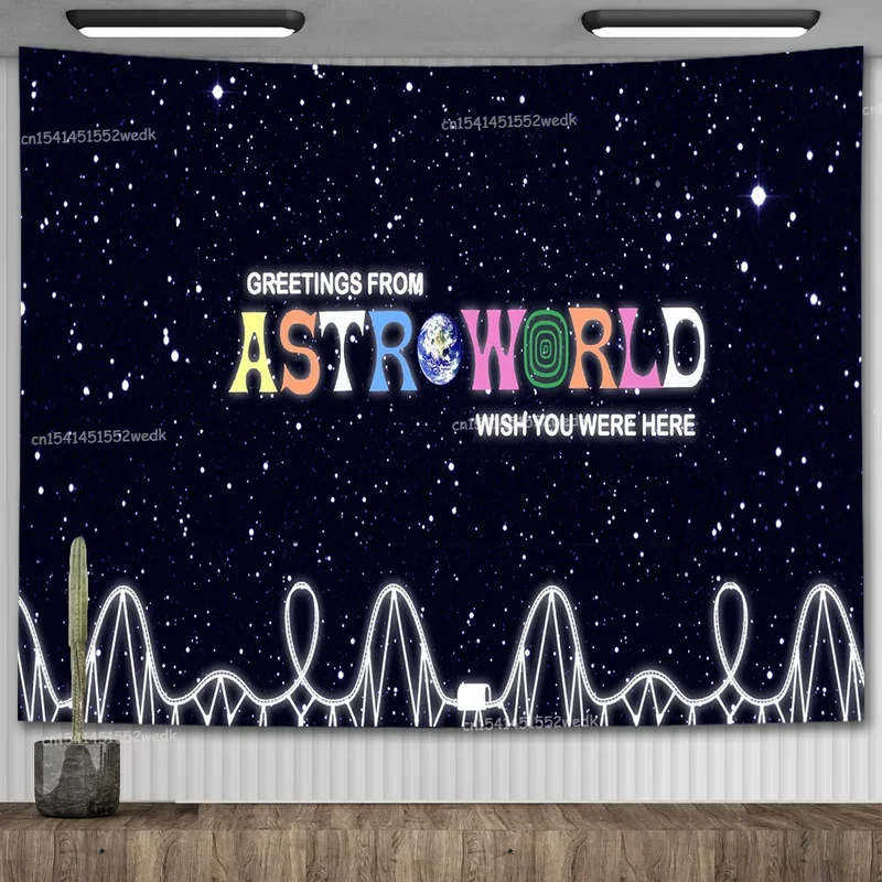 

Альбом с тревисом Скоттом Astroworld, Постер психоделического хиппи, звездное оформление, настенный гобелен, украшение для подростковой комнаты