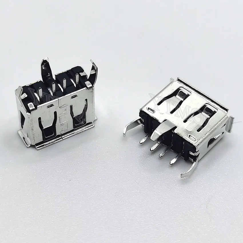 10pcs/Lot A Type Flat Angle (180 Degree) Female USB PCB Connector Socket, USB Jack Plug 3 legs+4 pin Repair Parts Replacemen