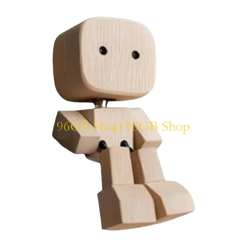 96GB Shaking Wooden Man Car Decoration Small Ornaments Leg-swinging Robot Figurine