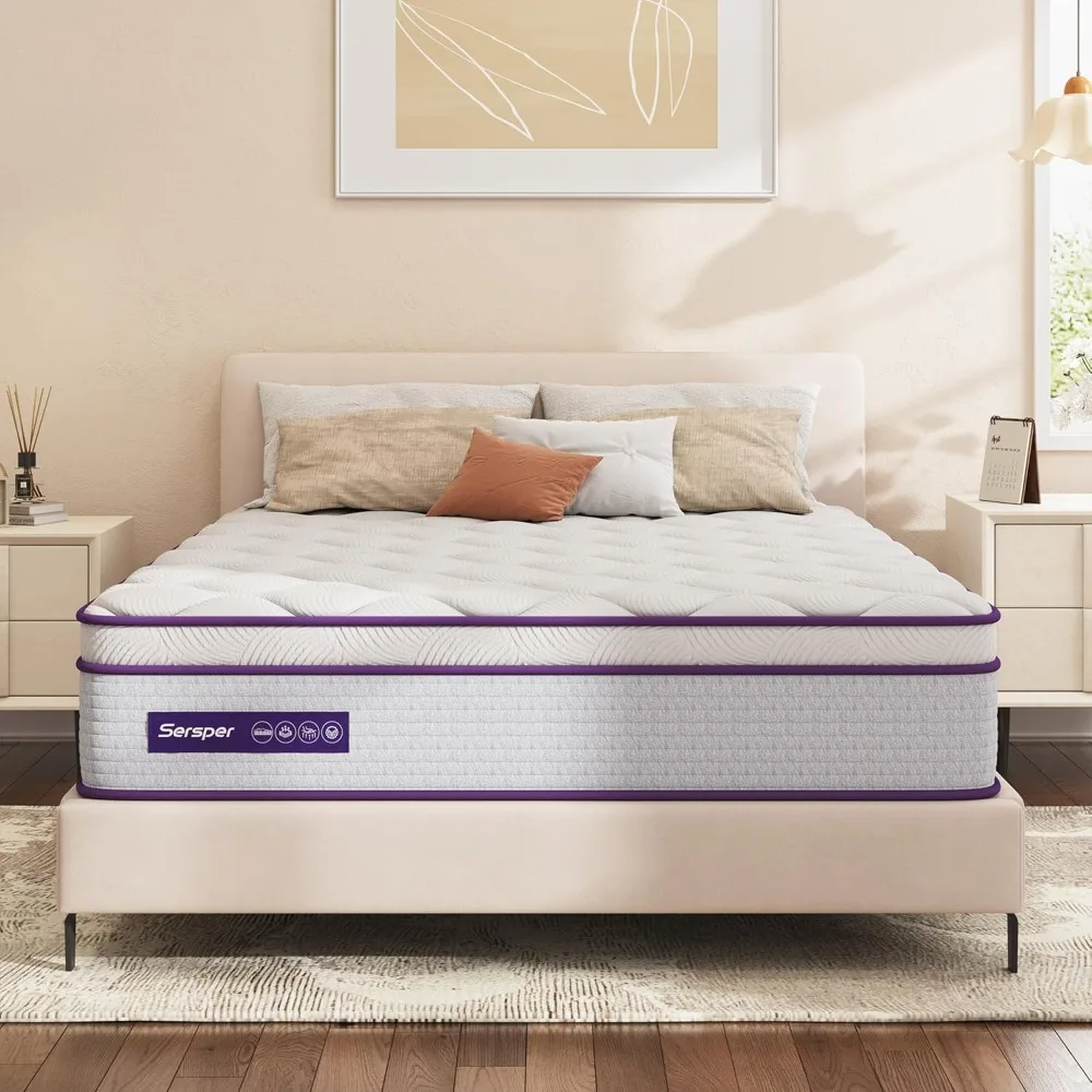 Full Size Mattress - 12 Inch Hybrid Mattress with Memory Foam & Heavier Coils - Ergonomic Design for Pressure Relief