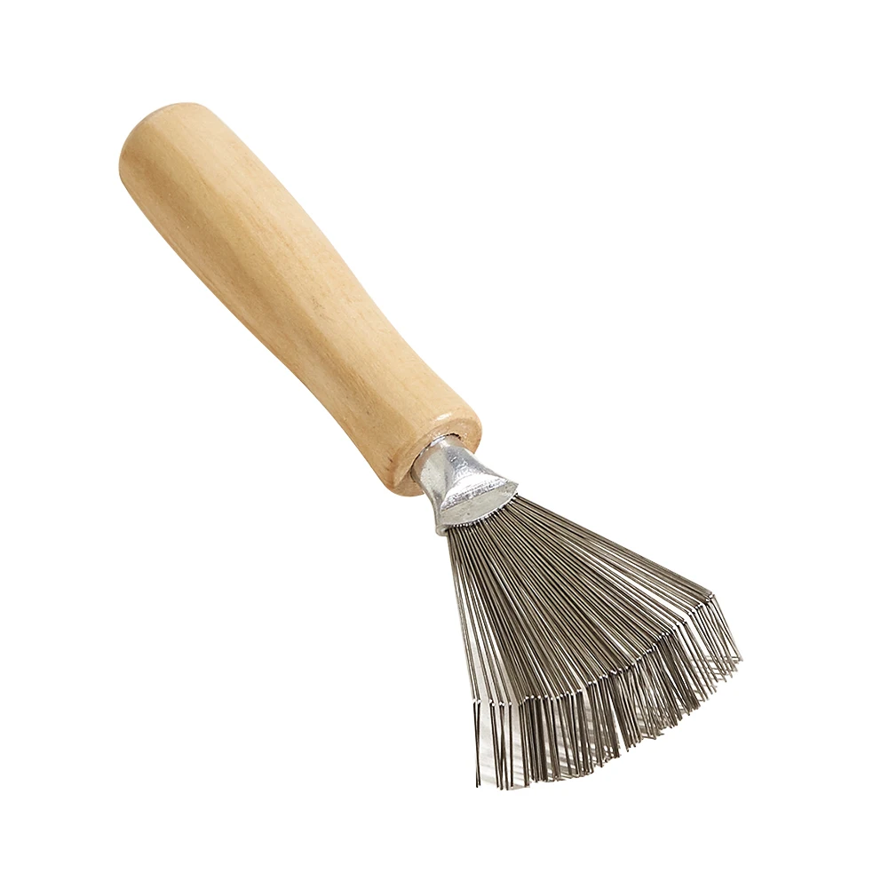 

Metal Wire Hairbrush Comb Cleaner Dust & Lint Remover Tool with Wooden Handle Comb Cleaning Tools Rake Design for Pick Cleaning