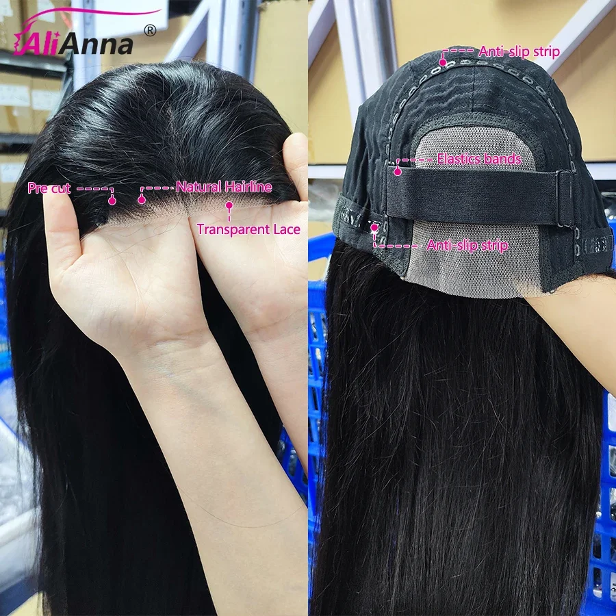 24 26 28 inch Wear And Go Glueless Human Hair Wigs for Women Ready To Wear Brazilian Straight Pre Cut Lace 4x4 Closure Wig