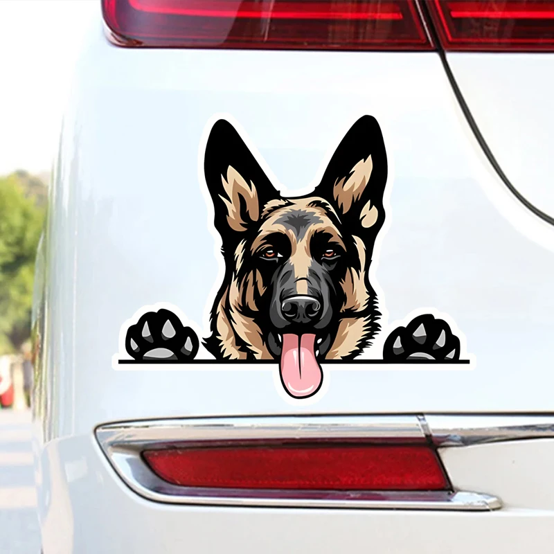 

GS35#7.5*6 inches Peeking German Shepherd Sticker Car Decals, Weather-Resistant Vinyl Stickers for Windows, Bumper, Laptop
