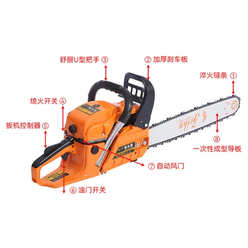 2-Stroke Gasoline High Power Efficient Handheld Chainsaw, Household Logging & Tree Cutting 20