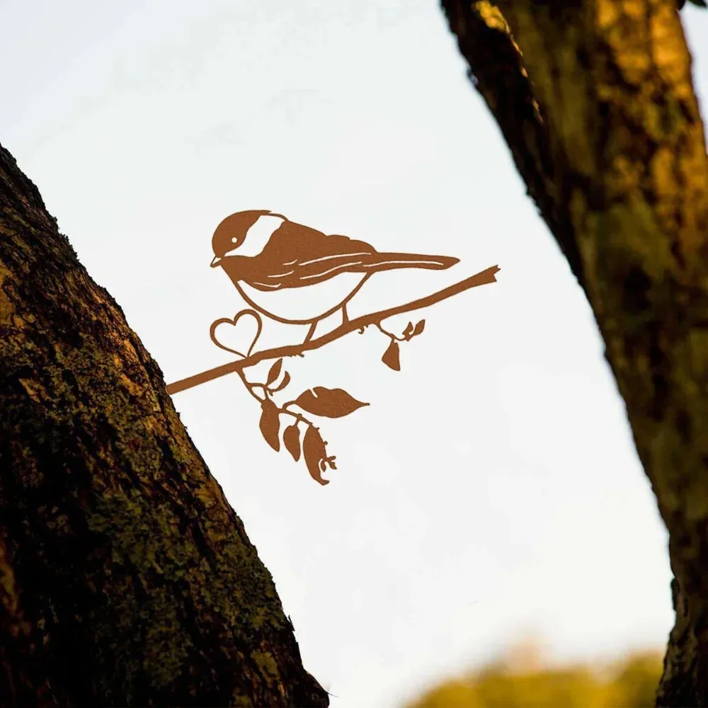 CIFBUY Bird On Branch Metal Wall Art Iron Silhouette Sculpture Charming Hanging Decor Craft for Home Garden Bedroom Patio Decor
