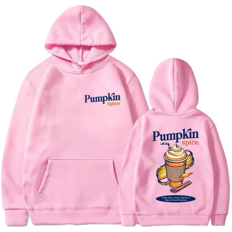 PUMPKIN SPICE LATTE Graphic Printing Hoodie Men Women Autumn Drink Themed Gift Sweatshirts Oversized Vintage Harajuku Pullover