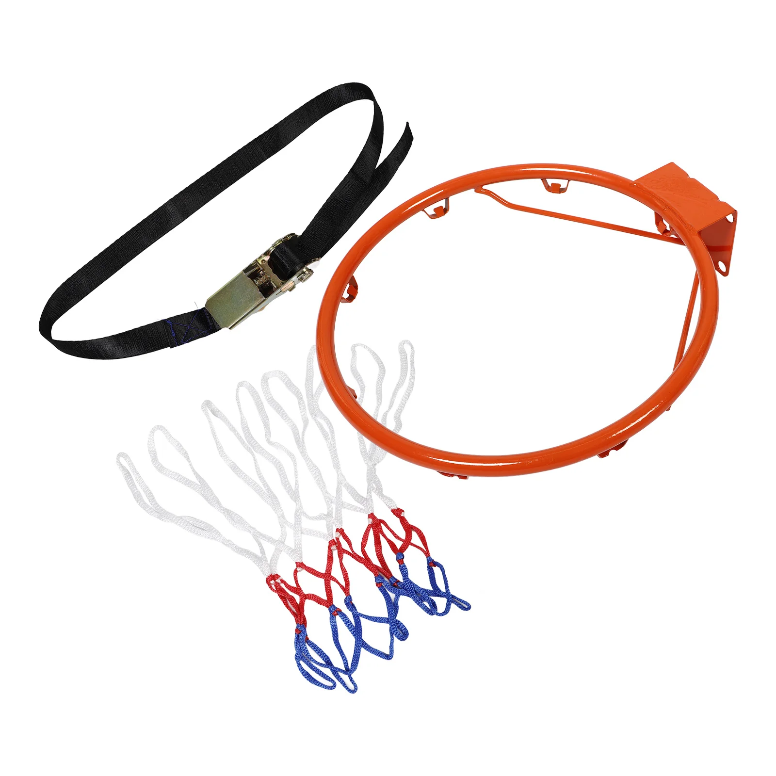 ห่วงบาสเก็ตบอลในร่มและกลางแจ้งสำหรับผู้ใหญ่ ไม่ต้องเจาะ ติดตั้งง่าย น้ำหนักเบา ทนทาน ขอบเหล็ก ติดผนัง ตาข่ายสีส้ม พกพาสะดวก แบบกลวง