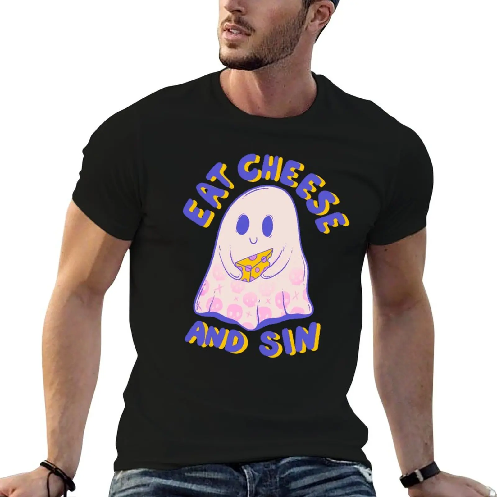 Eat Cheese and Sin - Indulge in Delicious Decadence T-Shirt Festival Casual Short Sleeve