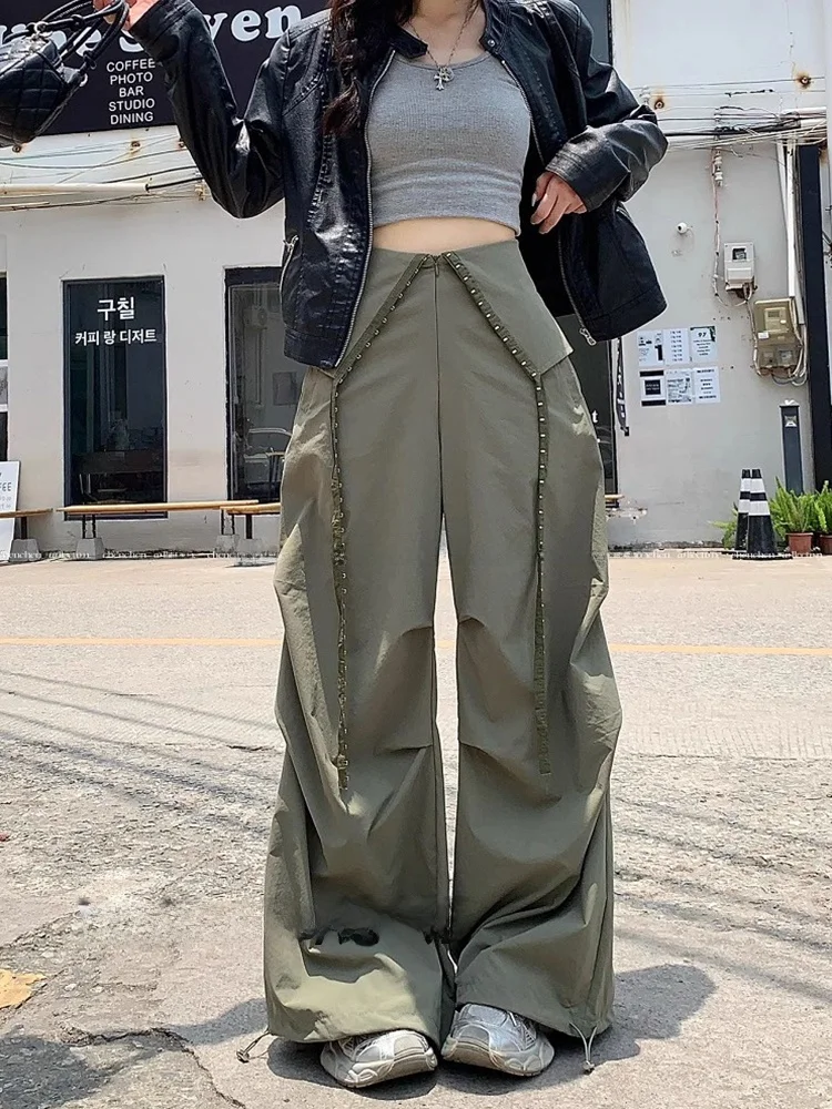 

Miss Yao American Military een, рабочая одежда, повседневные брюки, женские летние спортивные широкие брюки, брюки с высокой талией