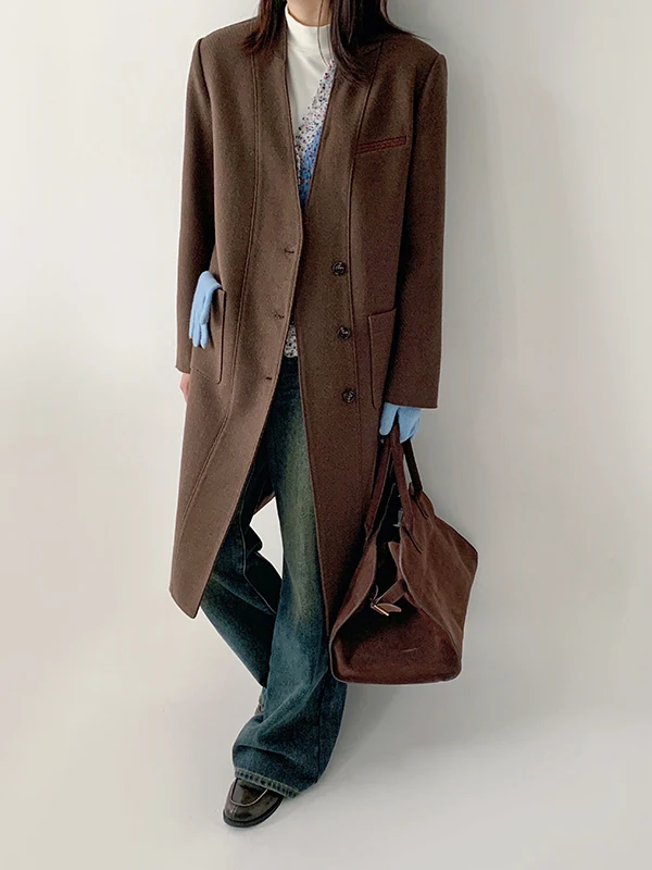 

Зимнее шерстяное пальто Boran с V-образным вырезом и широкими плечами, модное, женское, утепленное, для повседневной носки, из полиэстера