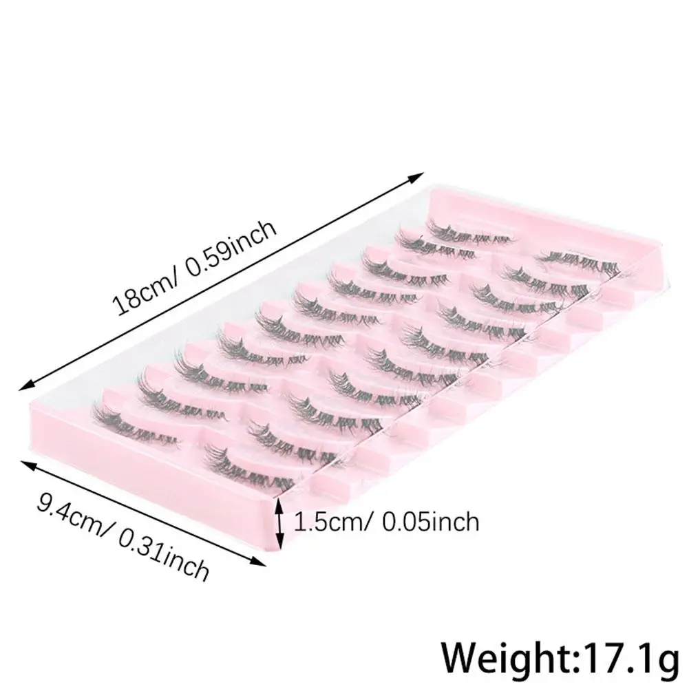 핫 내추럴 인조 속눈썹 10쌍 위스피 인조 3D 밍크 속눈썹 재사용 가능 풍성한 고양이형 가짜 속눈썹 연장 메이크업 도구