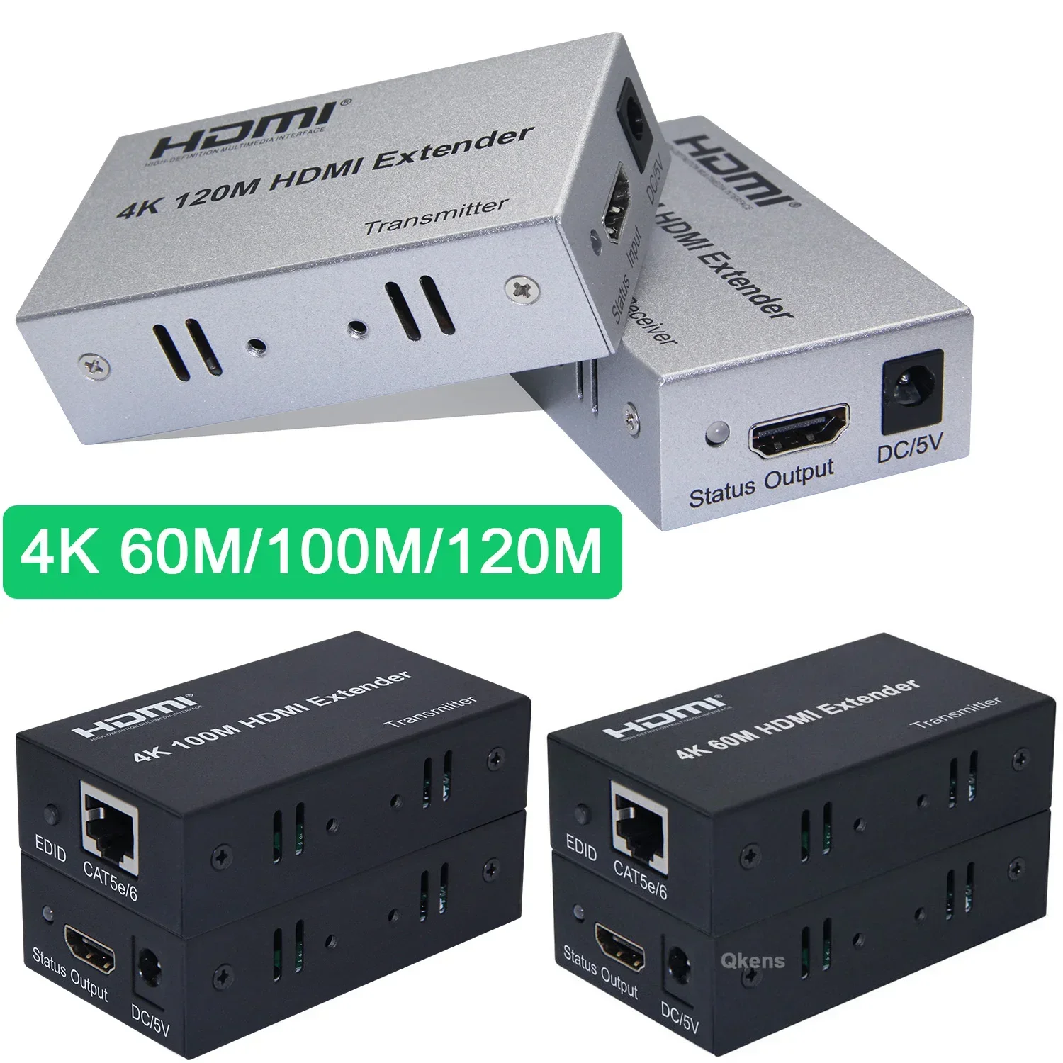 4K 60M 100M 120M HDMI Extender Via RJ45 Cat7 Cat6 Cable Audio Video Converter HDMI Ethernet Transmitter Receiver for PS4 PC TV