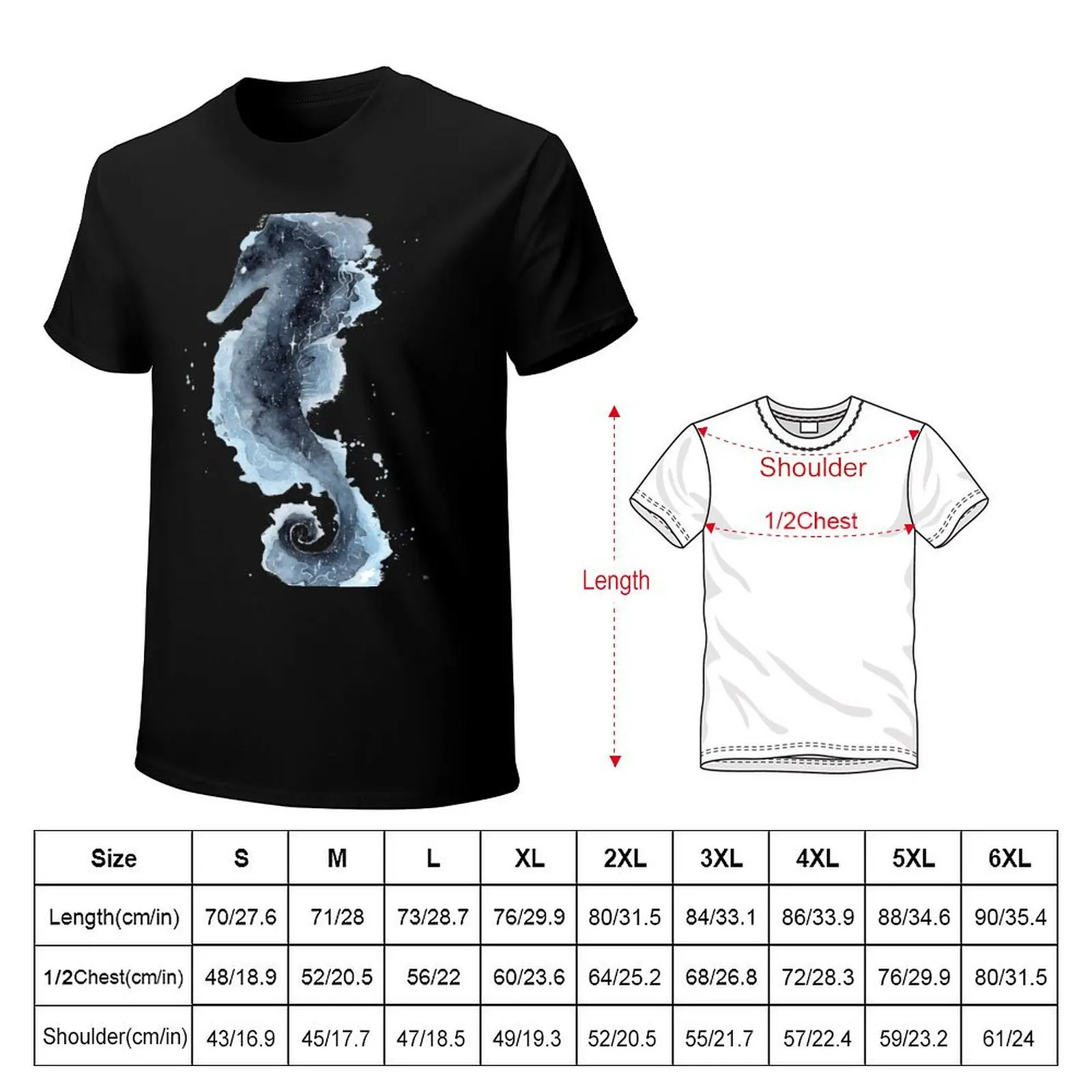 Galaxy Seahorse T-Shirt Casual Pattern Print Tee Shirt