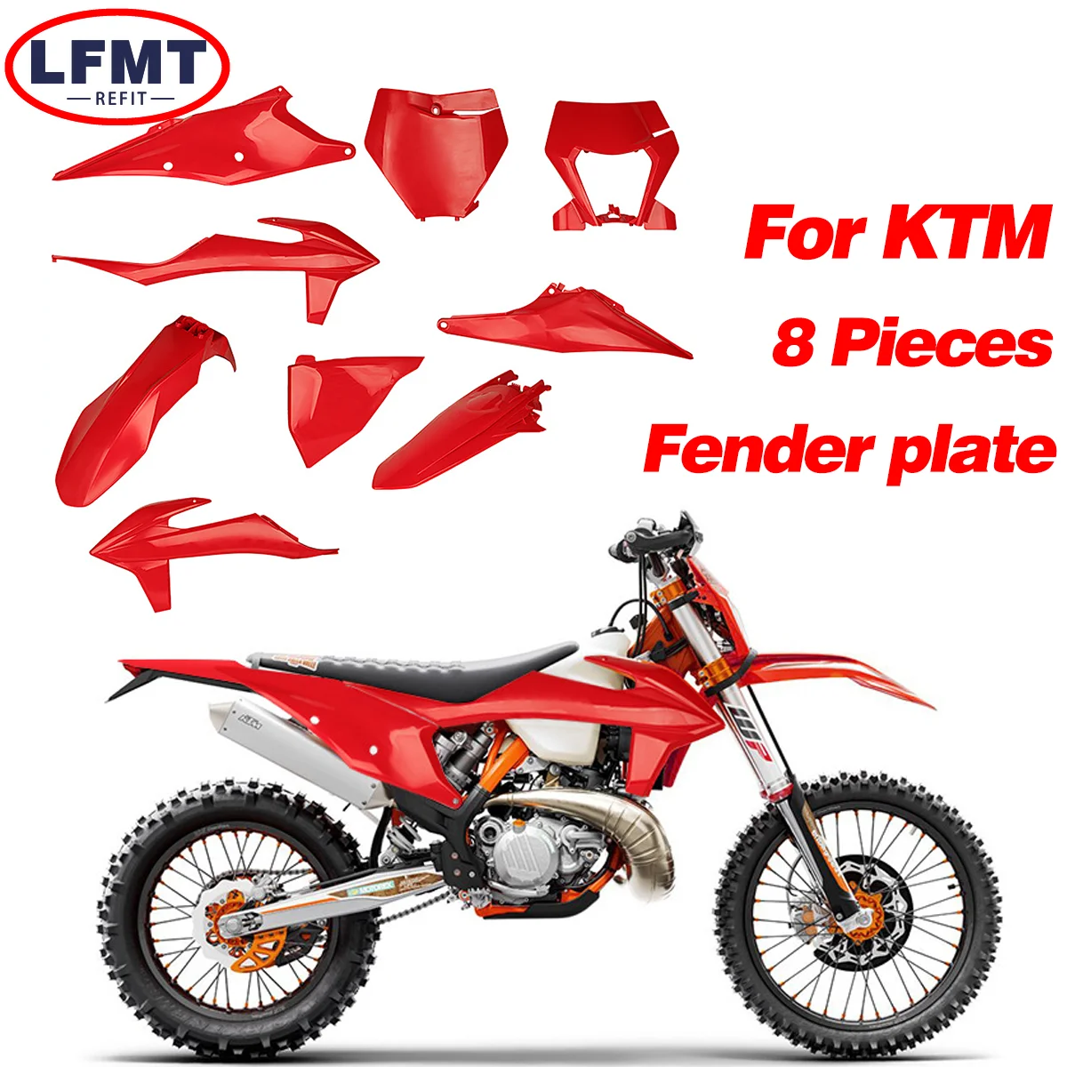 

Motorcycle Plastic Kit Full Body Fairing Cover Front Rear Fender Fuel Tank Guard Side Mudguards Panels For KTM 125-450 2023