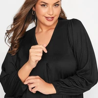 Plus Size Long Sleeve Spring Autumn Elegant Swing Top Women Pleated Front Loose Black Tunic Large Size Casual Blouse 6XL 7XL 8XL - Image 6