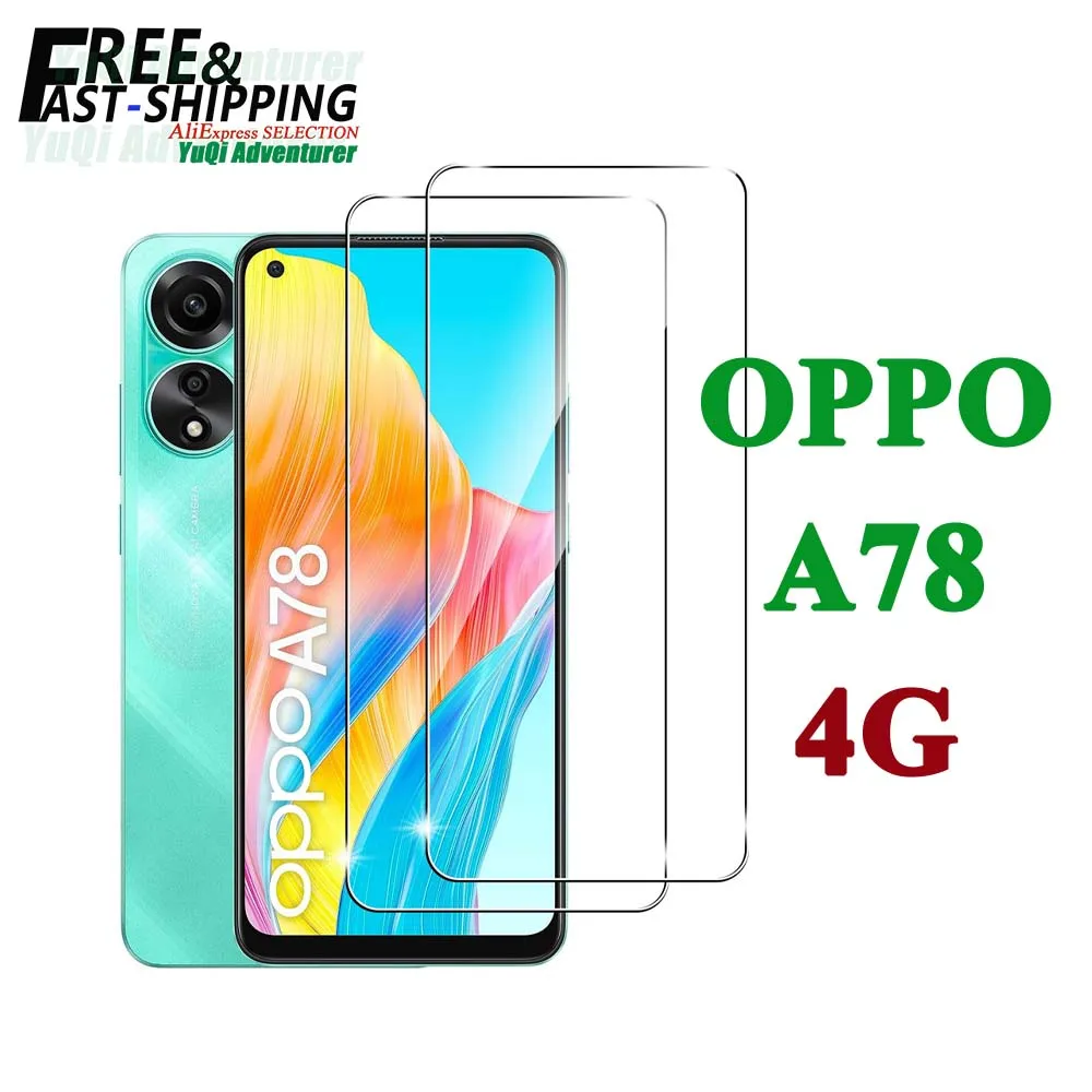 Screen Protector For OPPO A78 4G, Tempered Glass High Aluminum HD Crystal 9H Transparent Clear Anti Scratch Case Friendly