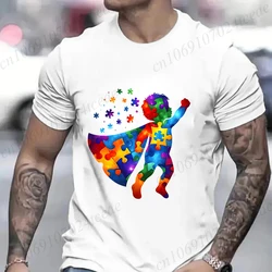 Funny Hero Autism Awareness T-shirt for Men Acceptance Neurodiversity Puzzle Graphic Y2k Tops Hip Hop Oversized Male Clothing
