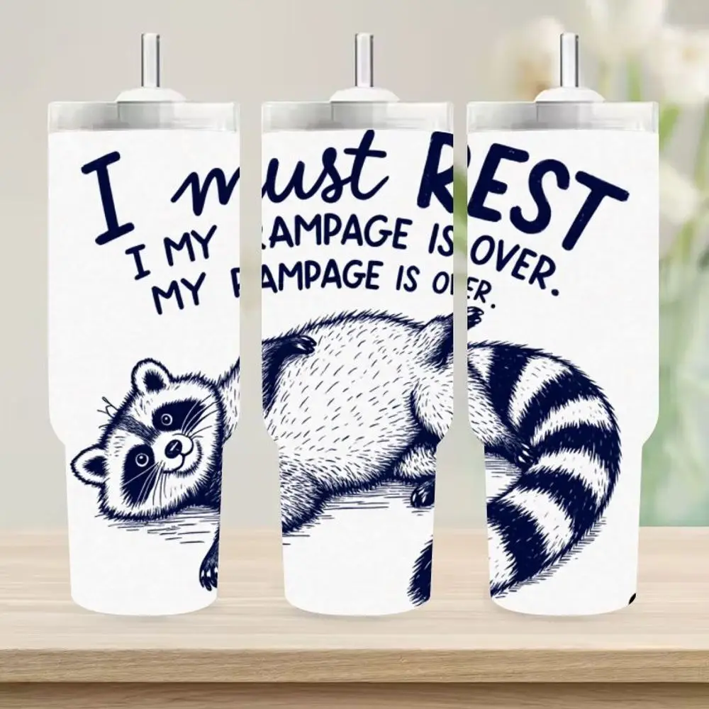 

1 шт., 40 унций, кофейная кружка «I Must REST», изолированная дорожная кружка, подарок для энтузиастов енота, изолированная автомобильная кружка с двойными стенками, уличная