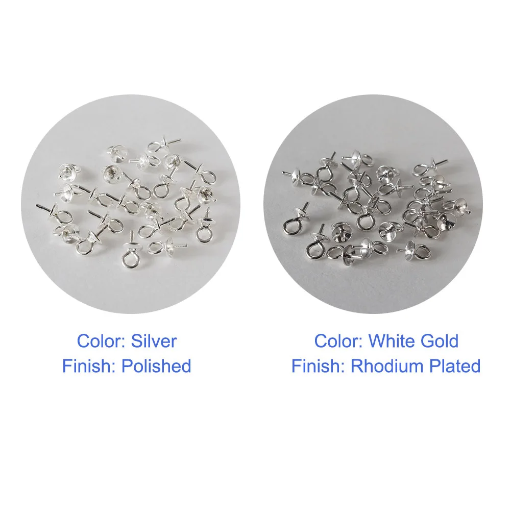 Silver Eye Pin Pearl Cup Pendant Charm Connector Bail, 925 Sterling Silver eye pin pendant peg bails for Jewelry Making