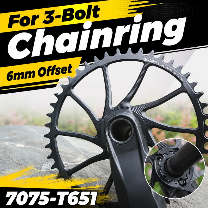 

For 3 Bolt Chainring Direct Mount 6mm Offset 3-Bolt Chainring 32 34 36 38 Teeth Mtb Chainring 40t 42 44t 46t 28t 30 Single Plate