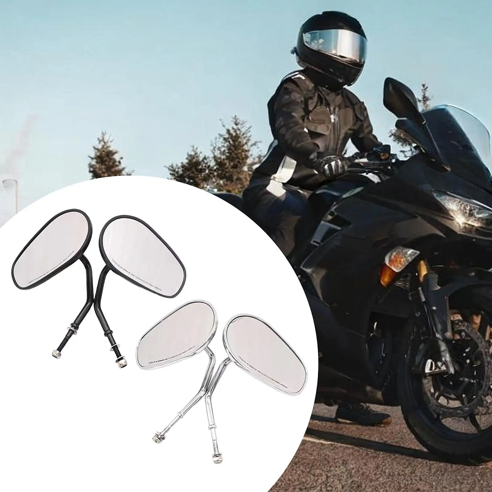 

2x Motorcycle Rear View Mirrors, High Performance Parts, Practical Portable Premium Sturdy Accessories Direct Replaces