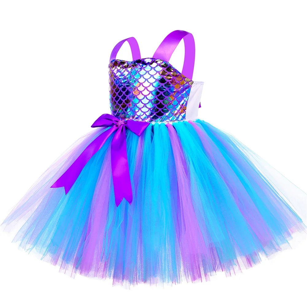 Mermaid Tutu Princess Dress for Girls Fancy Birthday Party Tulle Dresses Ball Gown Carnival Halloween Costume for Kids Clothes