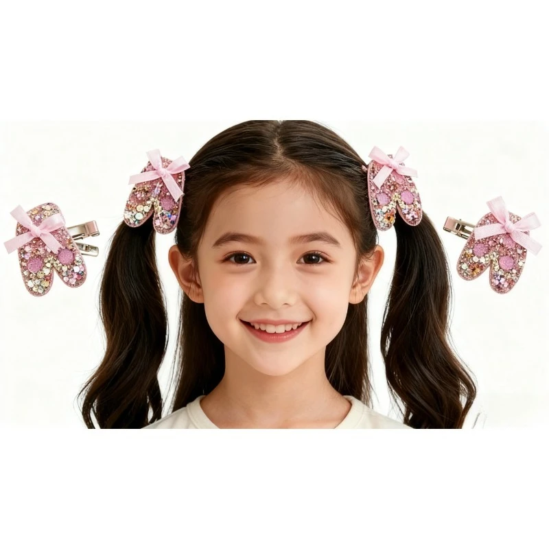 

Kids Cartoon Ballet Dance Shoes Rabbit Star Hair Clips Set of 2 Side Part Barrettes for Girls Baby BB Claw Hairpins