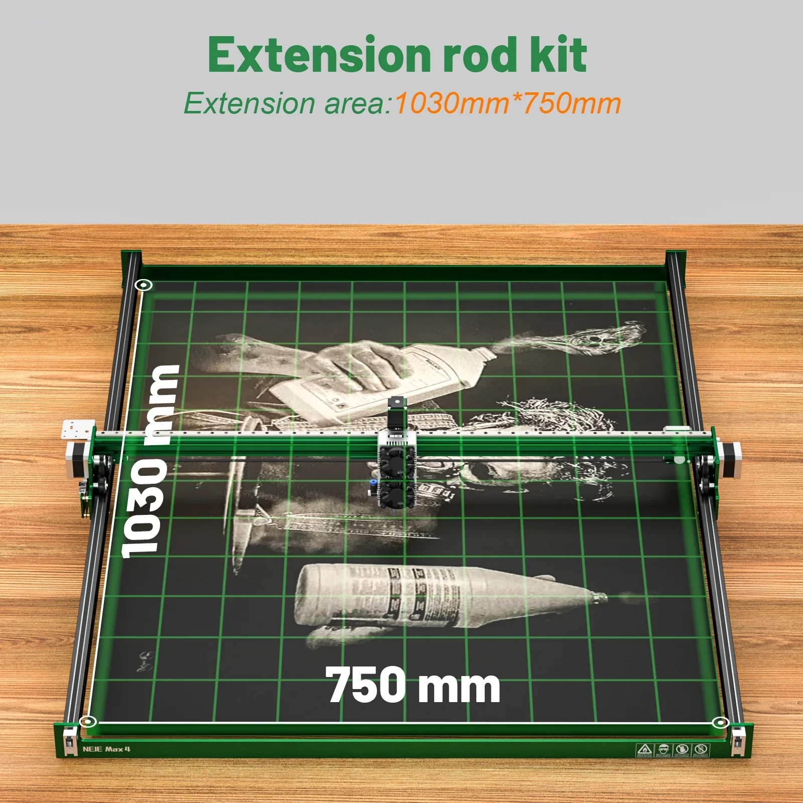 1150mm Aluminum Profile Rail,Expand Working Area to 750*1030mm For NEJE 4 Max Laser Engraver Y-Axis Extension Kit