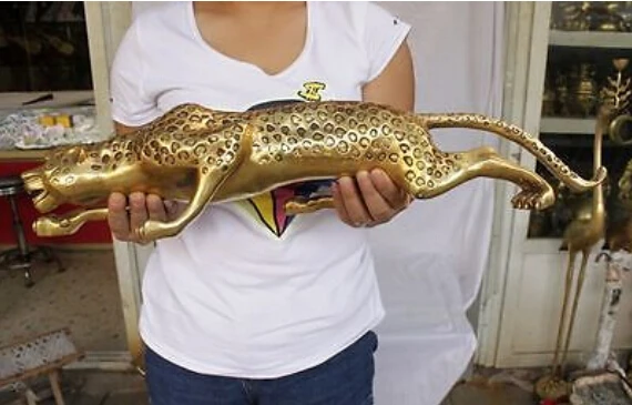 

Creative Ornaments Crafts Decoration 35CM Huge BRASS Collect Leopard Panther Cheetah Run Statue decoration brass factory outlets