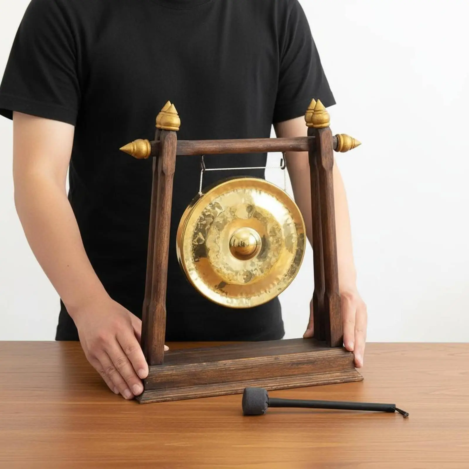 Table Gong, Chinese Gong, Ornamental Motif for Meditation Practitioners,