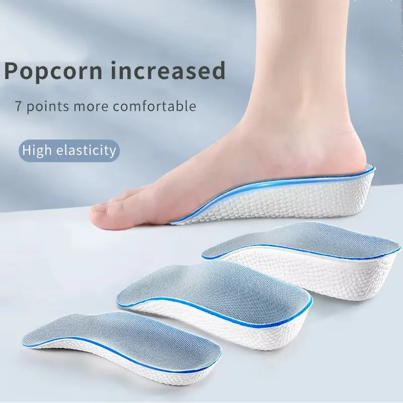Demi-semelles orthopédiques unisexes en mousse à mémoire de forme, rehausseurs de chaussures à 7 points pour augmenter la hauteur, inserts respirants de soutien de la voûte plantaire pour pieds plats