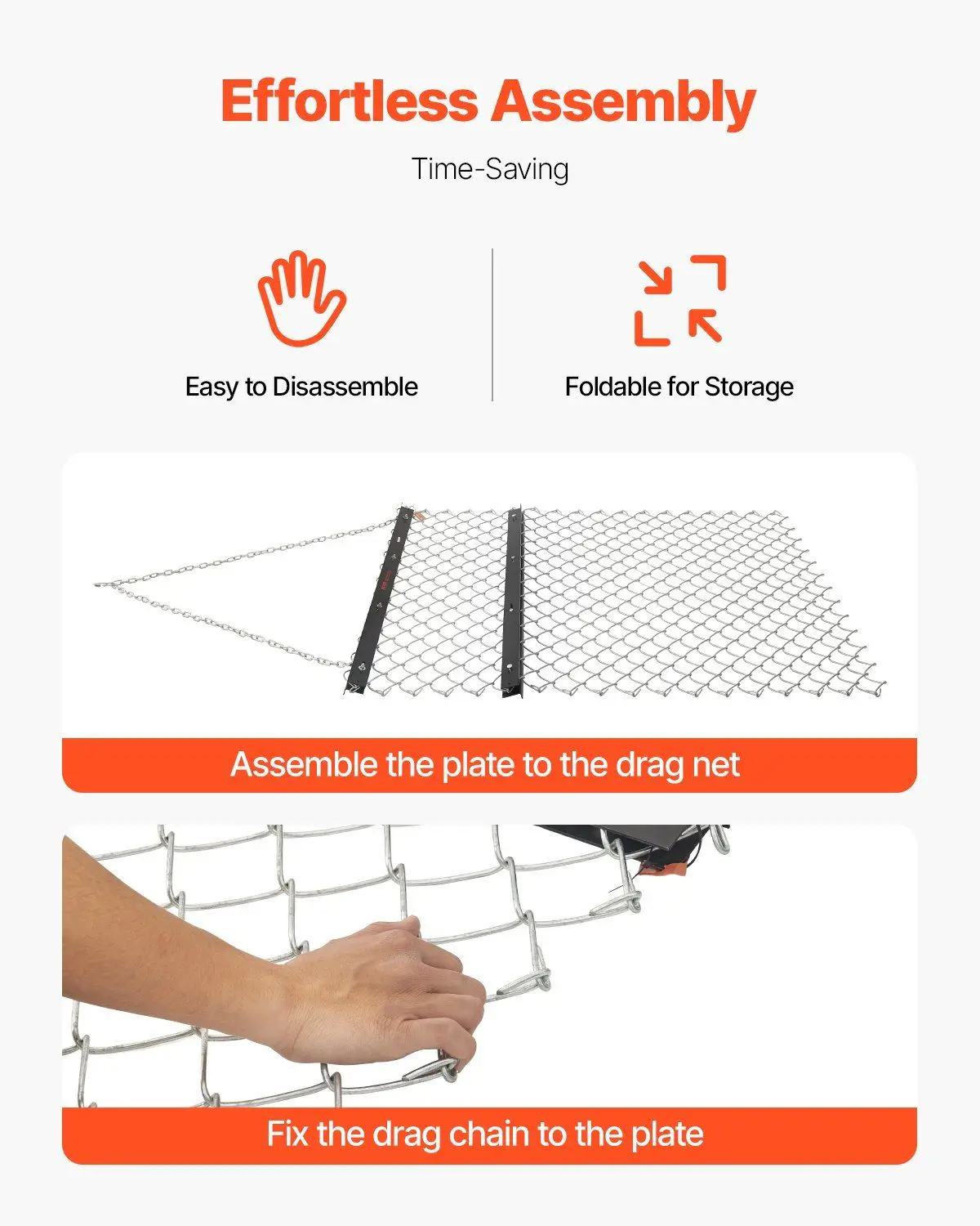 เครื่องพรวนดินแบบโซ่ 4x5 ฟุต ทนทานต่อการงอและเสียรูป พร้อมหัวเกี่ยวอเนกประสงค์สำหรับรถ ATV UTV และรถแทรกเตอร์