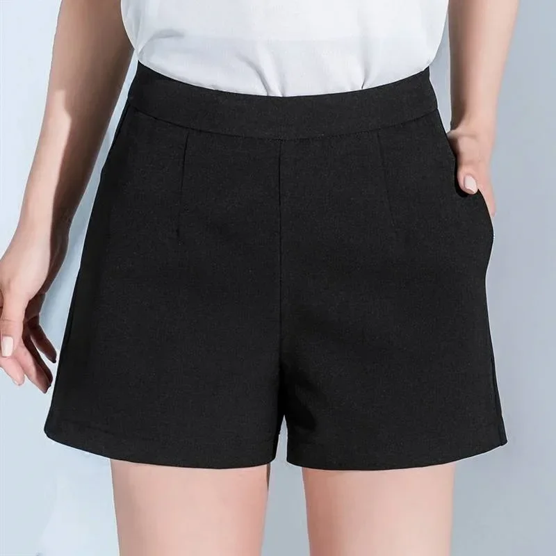 Summer Spring 2023 Women Woman High Waist Red Black White Wide Leg Shorts , Korean Female Womens 3xl Casual Shorts