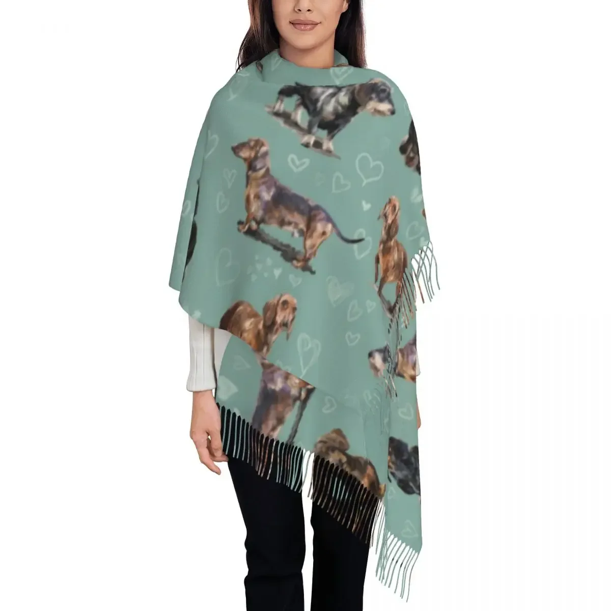 

Ladies Large The Dachshund Scarves Women Winter Thick Warm Tassel Shawl Wraps Badger Sausage Wiener Dogs Scarf