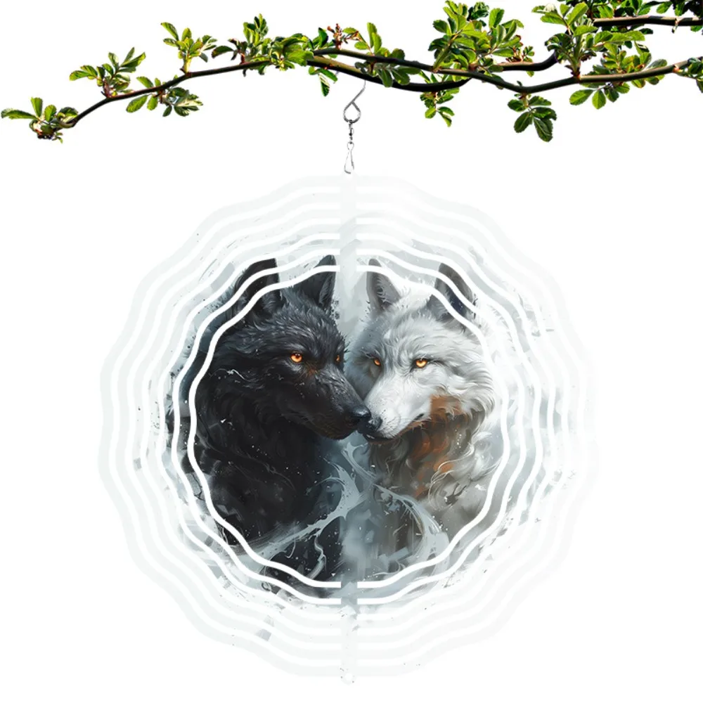 

Black Wolf Howling Wind Chimes Metal Garden Decor for Outdoor Patio Thanksgiving Gift