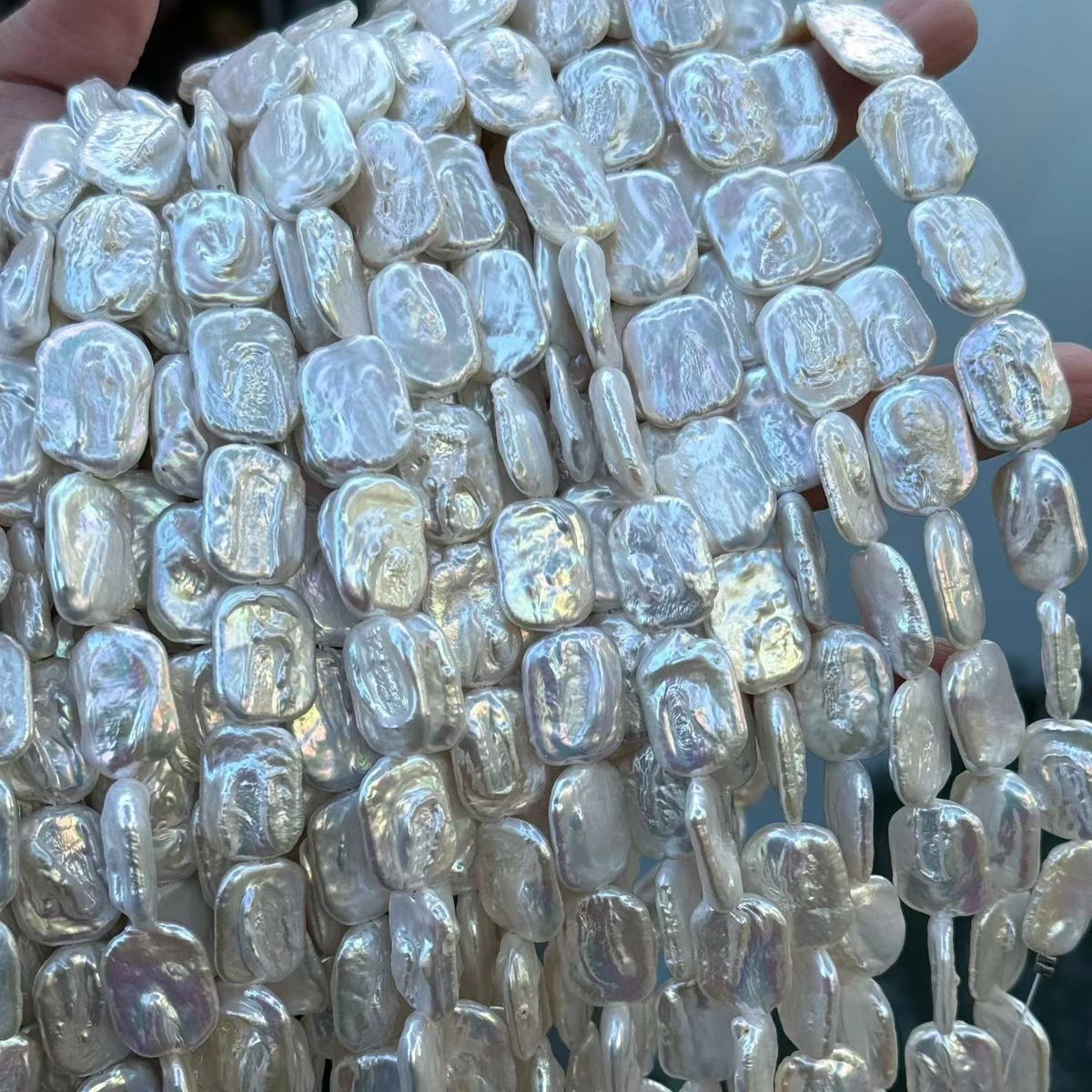 Natural Freshwater Rectangular Baroque Pearl 36cm Semi-finished Beads High Quality for Women DIY Necklaces Making Accessories